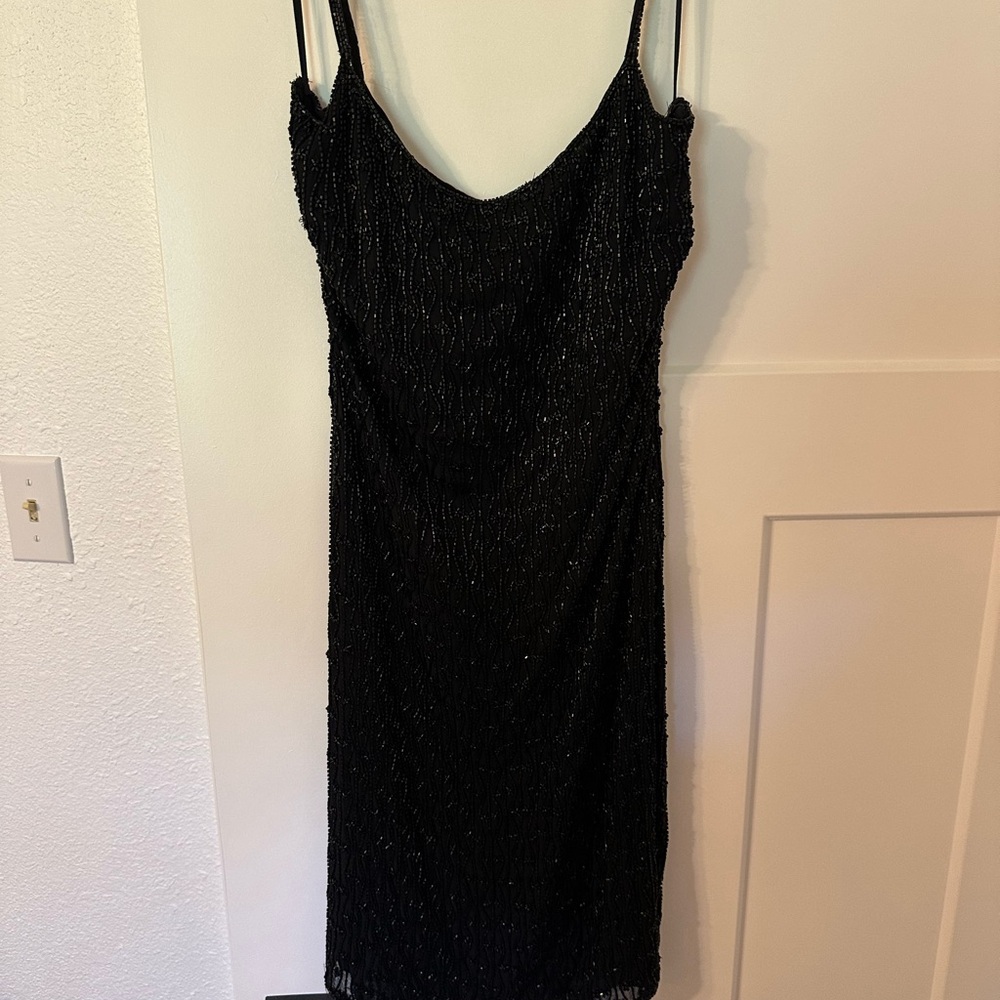 Vintage Guess Black Beaded Midi Dress